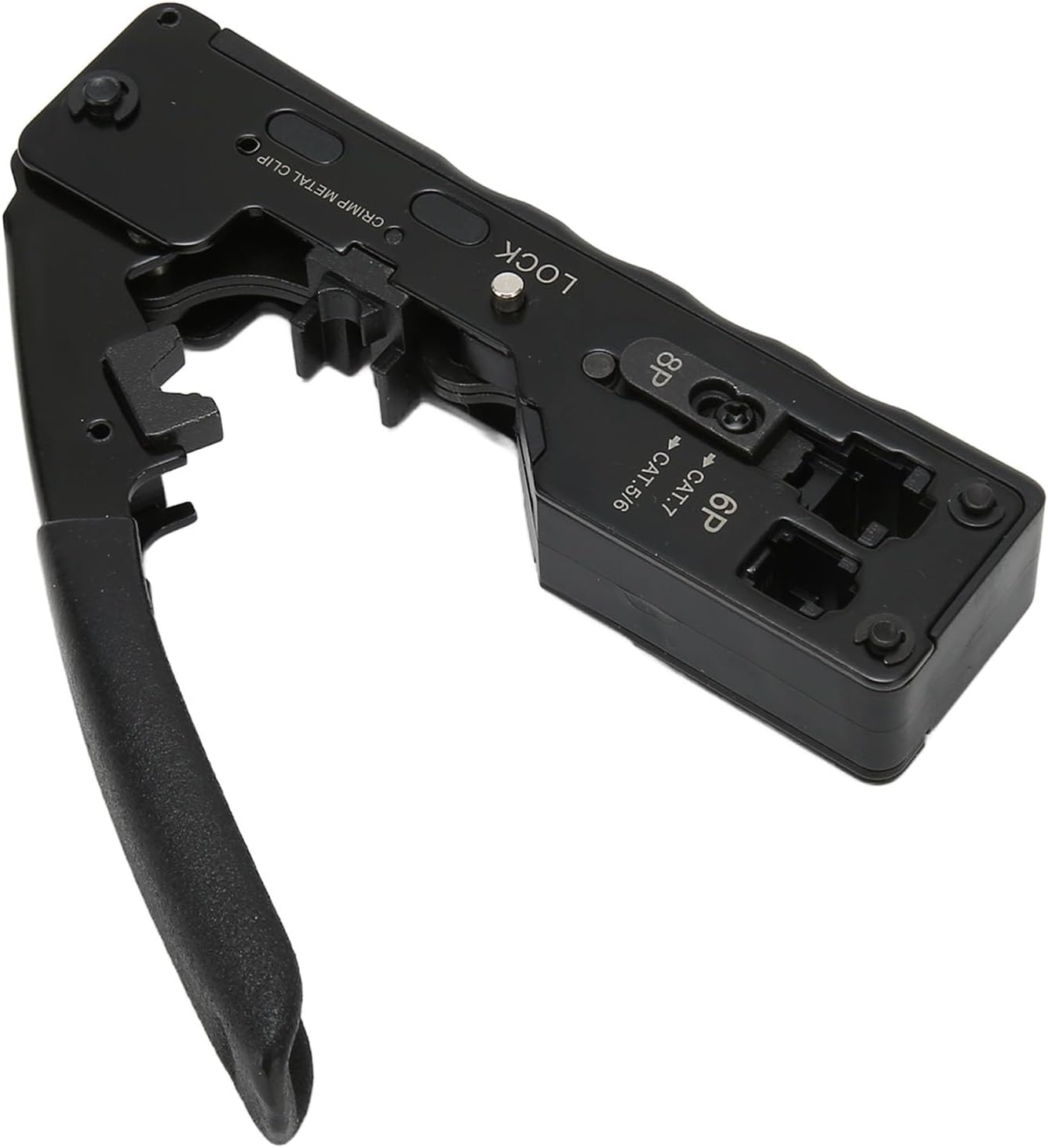 RJ45 Crimp Tool, High Carbon Steel Skid Handle Cable Crimping Tool Adjustable Crimping Mode for Cat5E image number 1