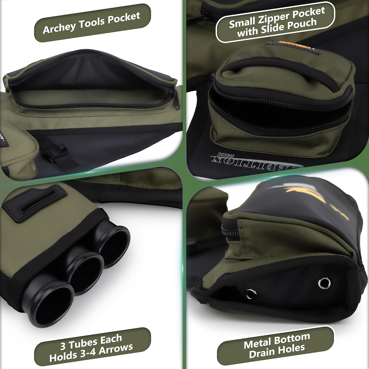 SUNYA Archery Hip Quiver for Arrows. Includes 3 Tubes Arrow Holder, Accessories Pockets and Waist Belt. Fit for Compound and Recurve Bow Practice. image number 3