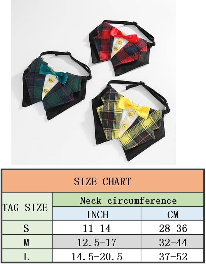 Dog Tuxedo Formal Cat Wedding Bandana Dog Collar with Bow Tie Cat Birthday Costume Valentines Outfit Pet (Black, L) image number 2