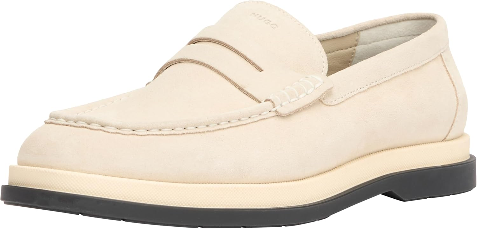 HUGO Men'S Chaol Mocc Suede Moccasins with Penny Loafer Detail Size image number 2