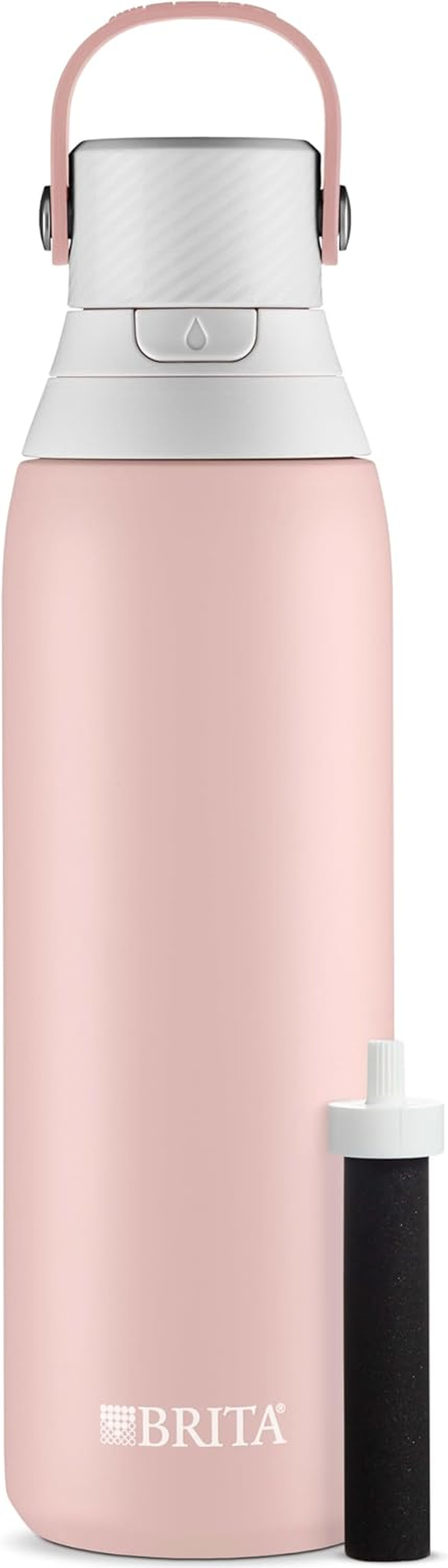 Brita Stainless Steel Premium Filtering Water Bottle, Bpa-Free, Reusable, Insulated, Replaces 300 Plastic Water Bottles, Filter Lasts 2 Months or 40 Gallons, Includes 1 Filter, Rose - 20 Oz. image number 6