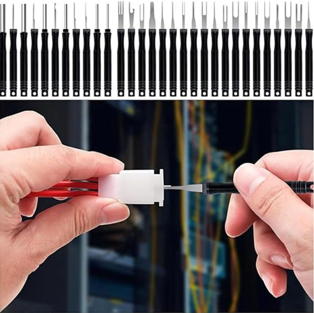 Terminal Removal Tool Kit 30 Pcs Depinning Tool Electrical Connector Pin Removal Tool Kit Pin Extractor Tool Set Wire Terminal Release Tool for Automotive Car Household Devices for Most Terminals image number 4