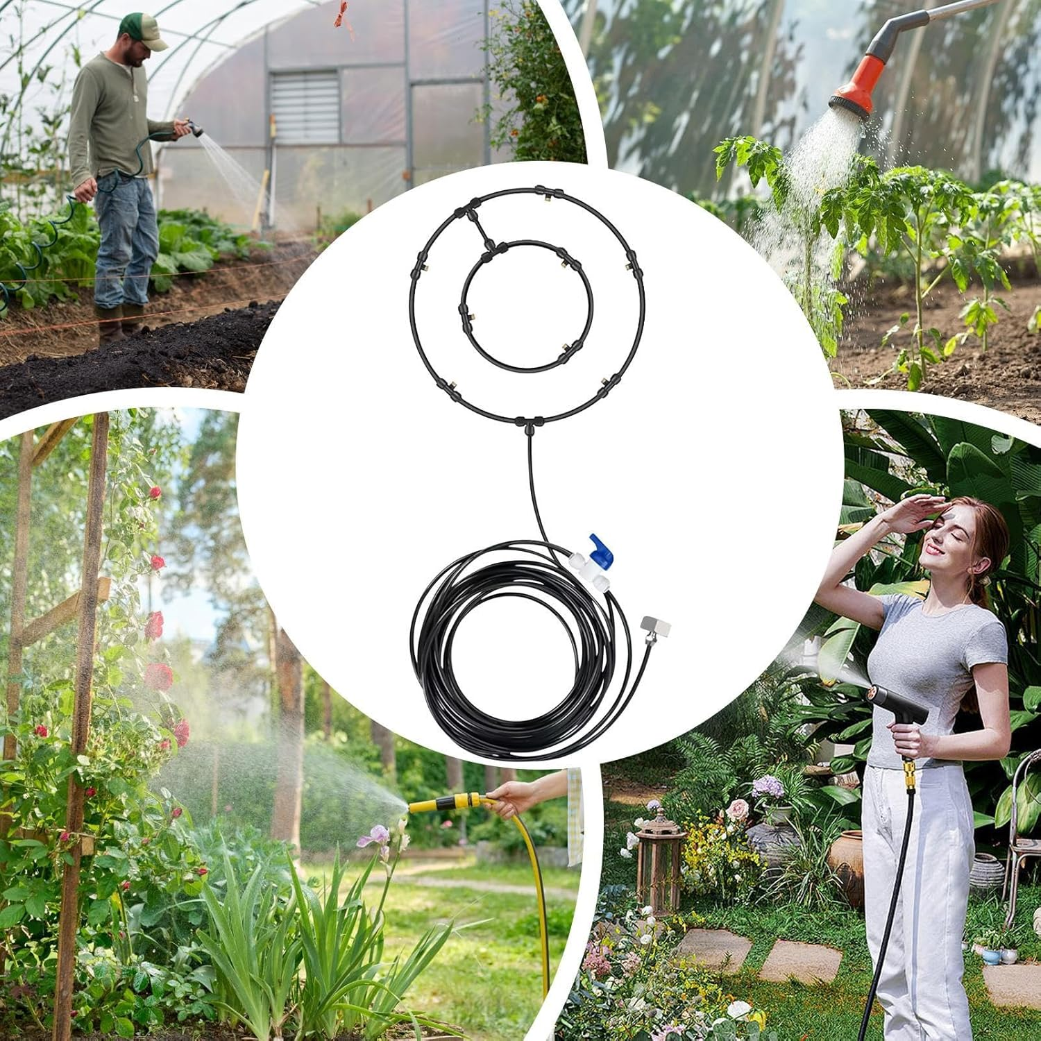 Misting Set for Fan,Fan Misters for Cooling Outdoor | 8-Meter Hose Multi-Nozzle Air Purification Water Sprayer for Event Tents Backyard Garden Deck Dog Kennel Porch BBQ - Single Lap image number 4