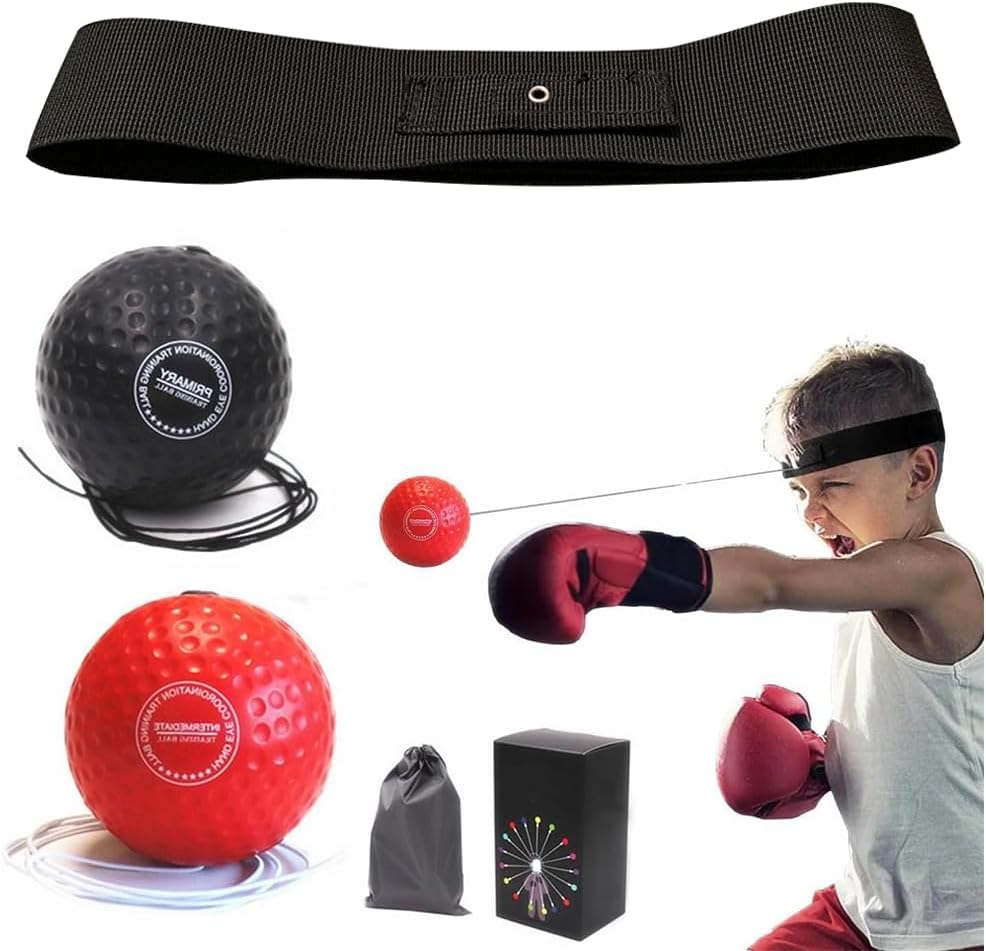 Boxing Reflex Ball Headband Set, Training Coordination Ability to Vent the Ball, Suitable for Speed and Hand-Eye Coordination Training Boxing Equipment, Include 2 Ball and 1 Adjustable Headband image number 3