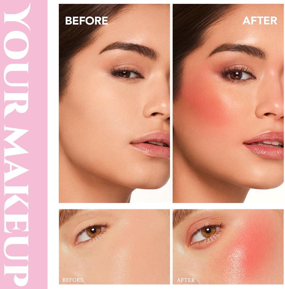 Blush Stick Makeup for Cheeks Matte Finish with Built-In Blending Sponge, Multi-Use Hydrating Tinted Solid Moisture Cream Face Blush Stick Cheek Tint Tinted Moisture Makeup Sticks for All Skin (#06) - 02 image number 2