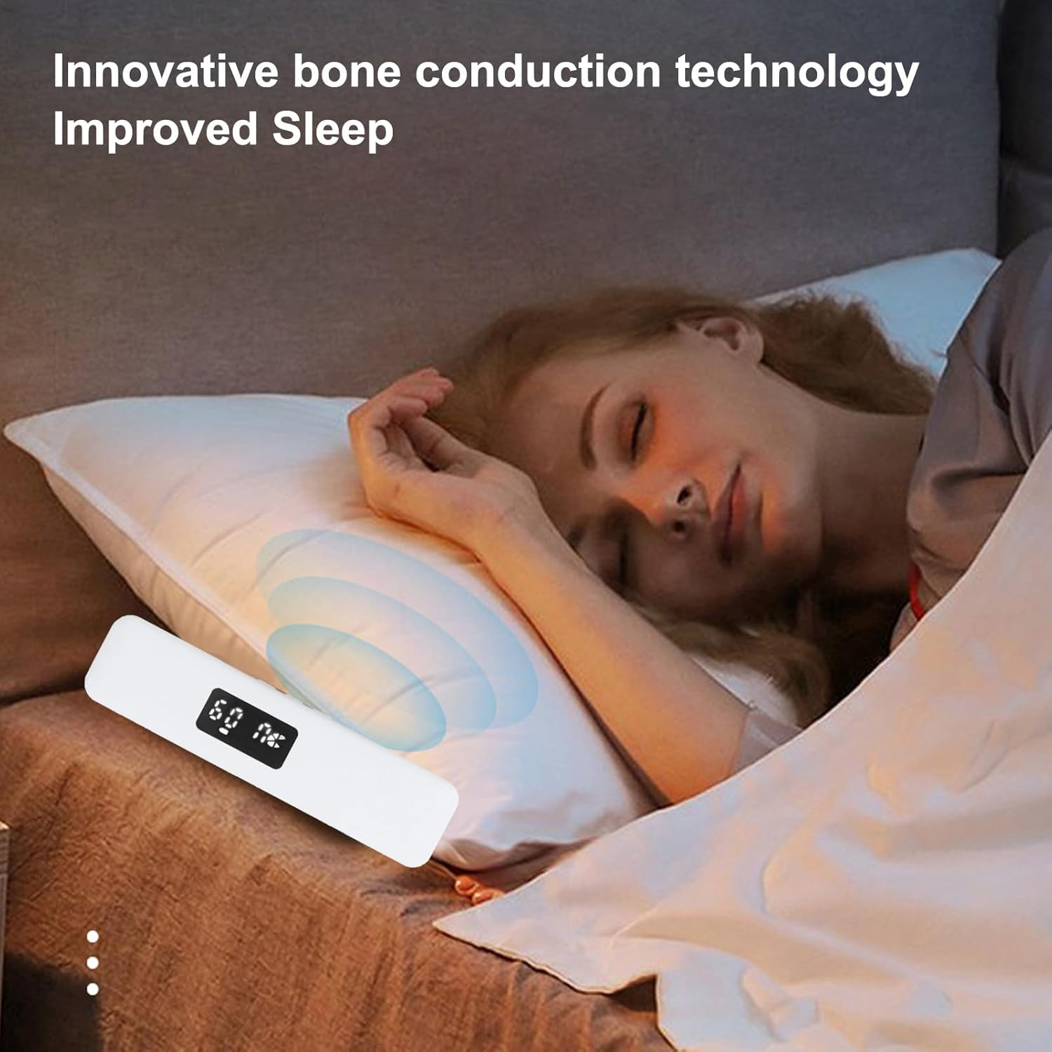 Pillow Speaker Bone Conduction Stereo Bass, Bluetooth 5.3 Sleep Aid Sound Speaker with Digital Display & Timer Function, Mini Portable Speakers for Adults and Kids (White) - Black image number 5