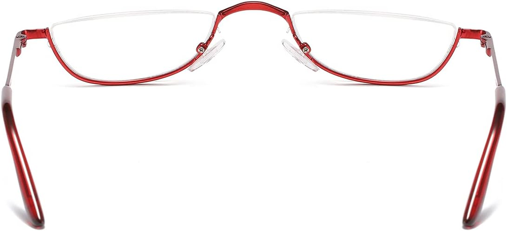 Half Reading Glasses - 2 Pairs Half Rim Metal Frame Glasses Spring Hinge Readers with Leather Pouch for Men and Women - 1.0 X, Blue image number 6