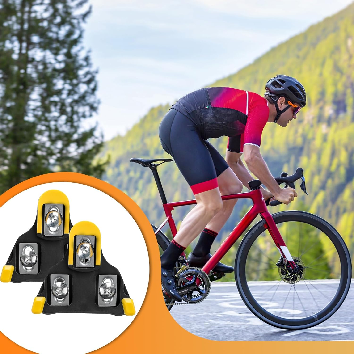 Bicycle Pedal Cleats, Road Bike Pedal Plates Cleats for Shimano SPD SL Precision, Cycling Cleat Compatible with SPD SL SM-SH10 SM-SH11 SM-SH12 for Road Biking, Cycling Racing, Competition Cycling image number 2