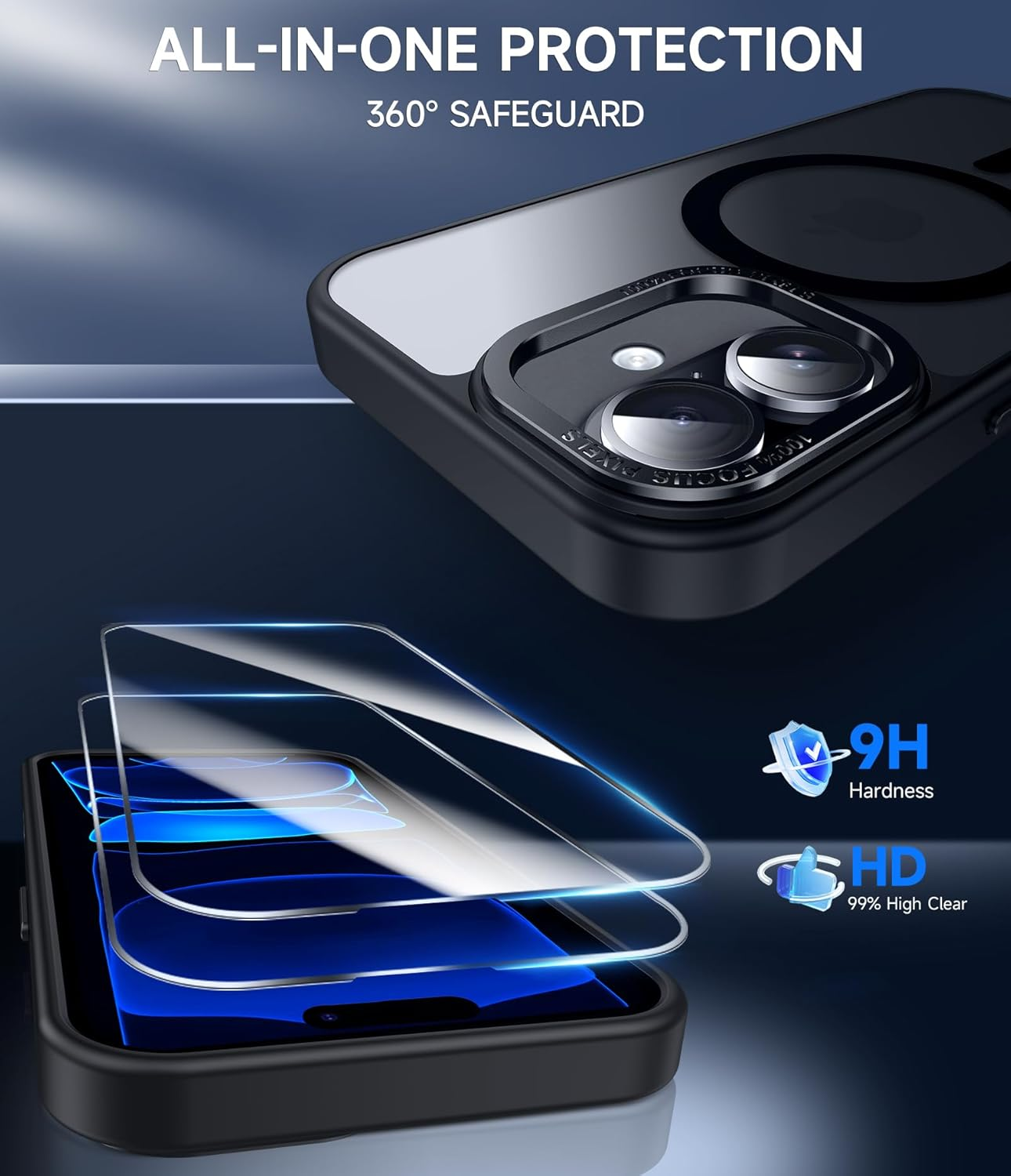 Leyi for Iphone-16 Case: Iphone 16 Screen Protector 2PCS [Effortless Buttons] Translucent Matte Slim Shockproof Soft Touch Cover Para Iphone 16 Phone, Black image number 6