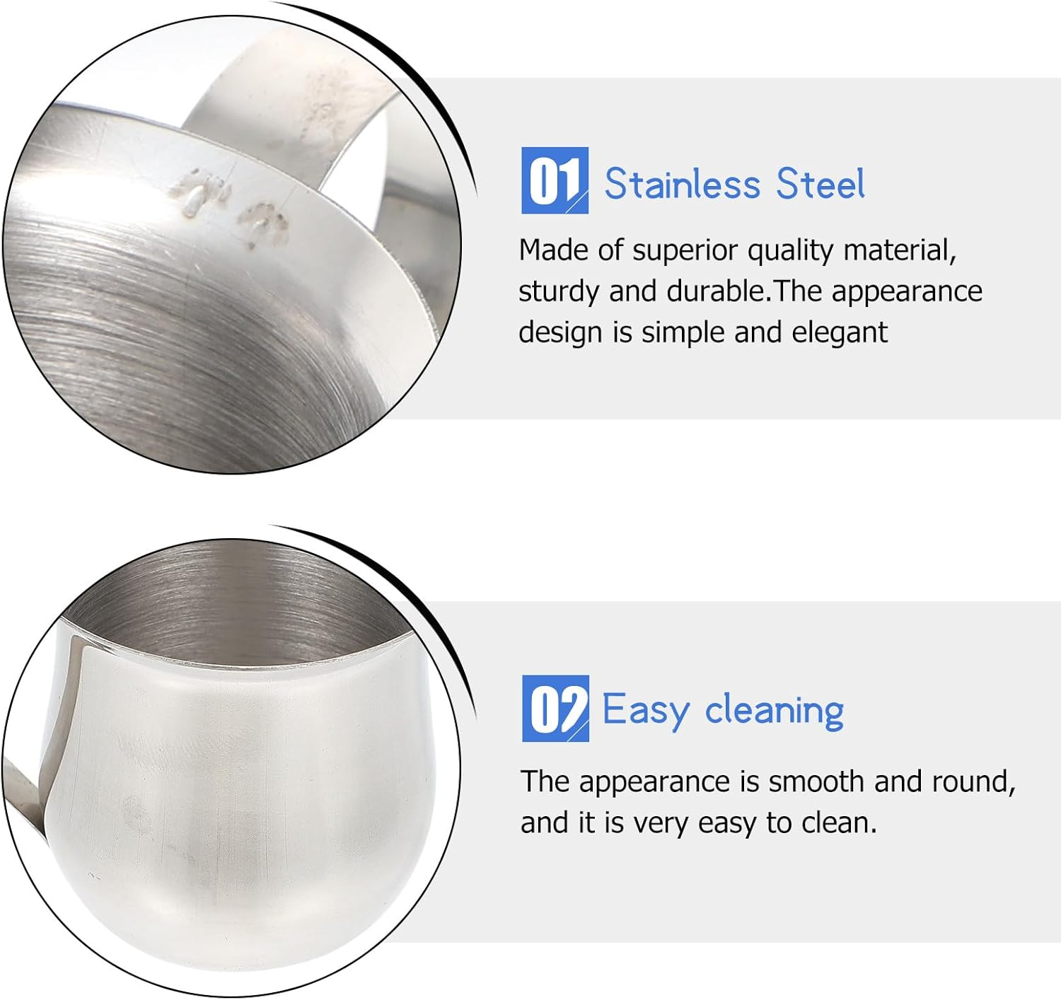 ROMISBABA Stainless Steel Milk Jug 60Ml Sauce Cup Small Milk Frothing Pitcher for Coffee Espresso Syrup Serving in Home Kitchen image number 3