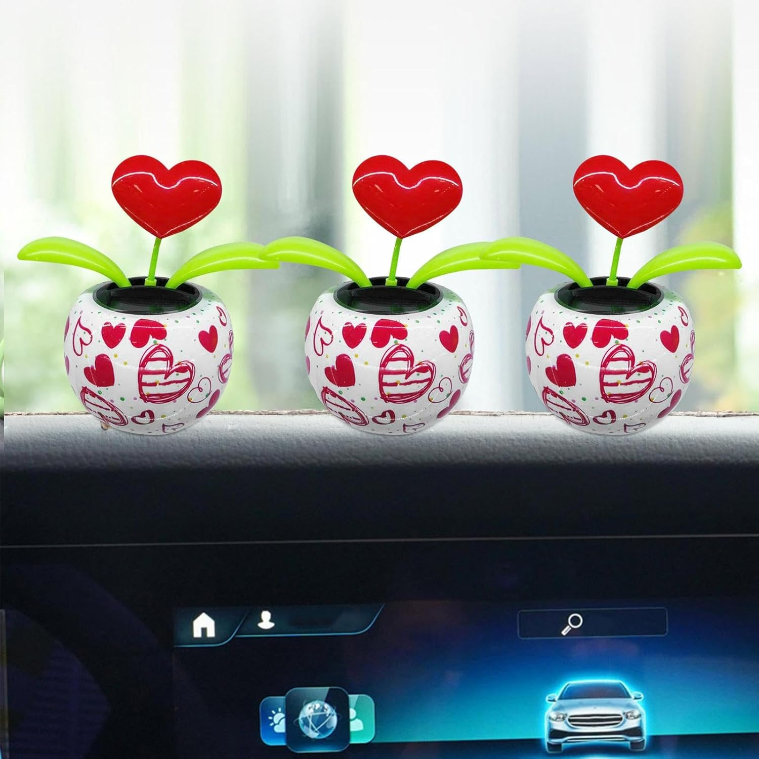 Solar Powered Flower | Solar Dancing Flower | Car Dashboard Flower Decoration | Dancing Flower Pot | Floral Swinging Toy | Car Windowsill Decoration for Dashboard Office Home Desk Window image number 4