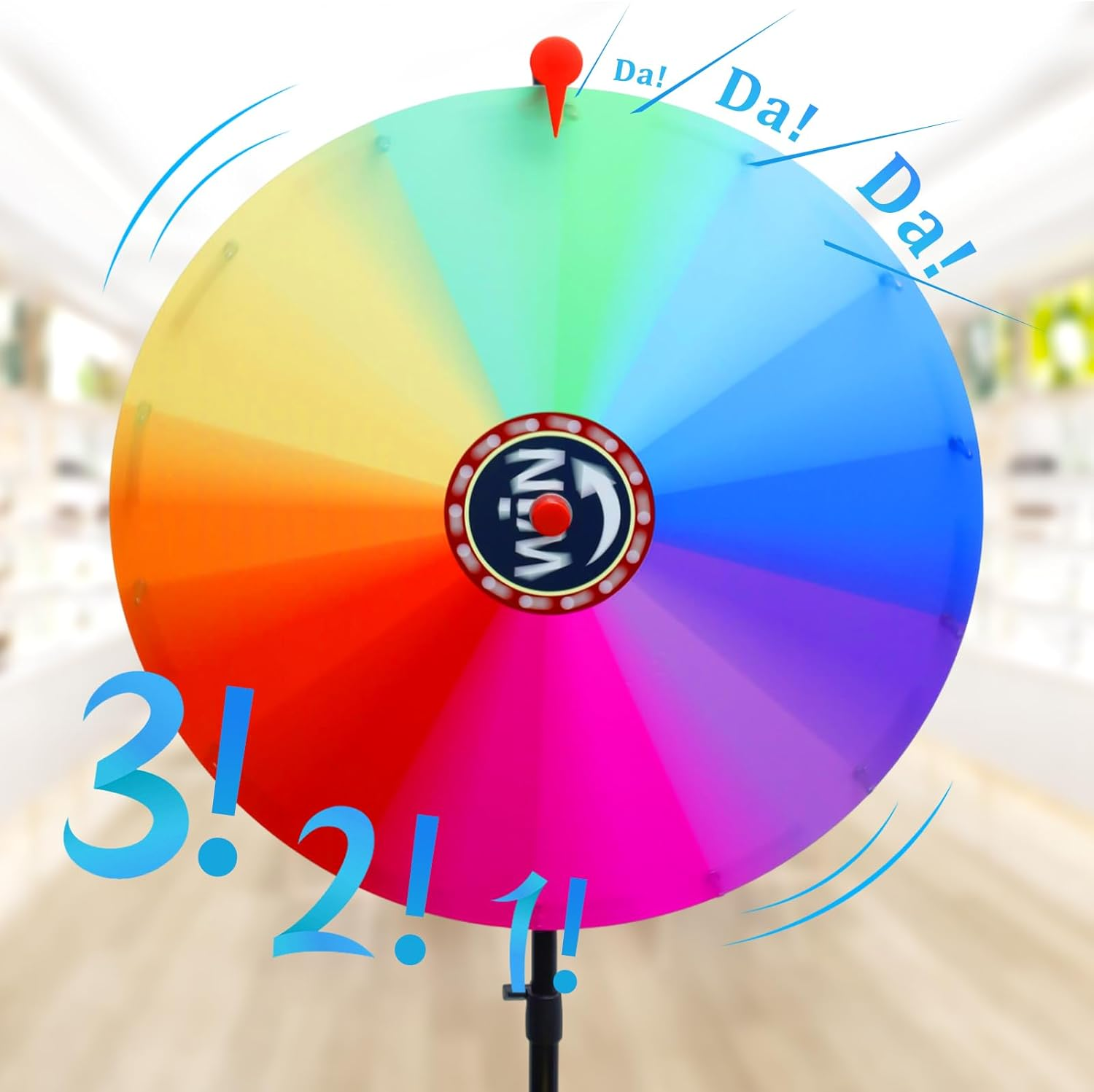 24'' 60Cm Spinning Prize Wheel Adjustable 1-2M Height Spin Doodle Game Spinner Colour Roulette Wheel with Foldable Stand Prize Wheel Spinner for Parties Events Games Trade Show 14 Colors