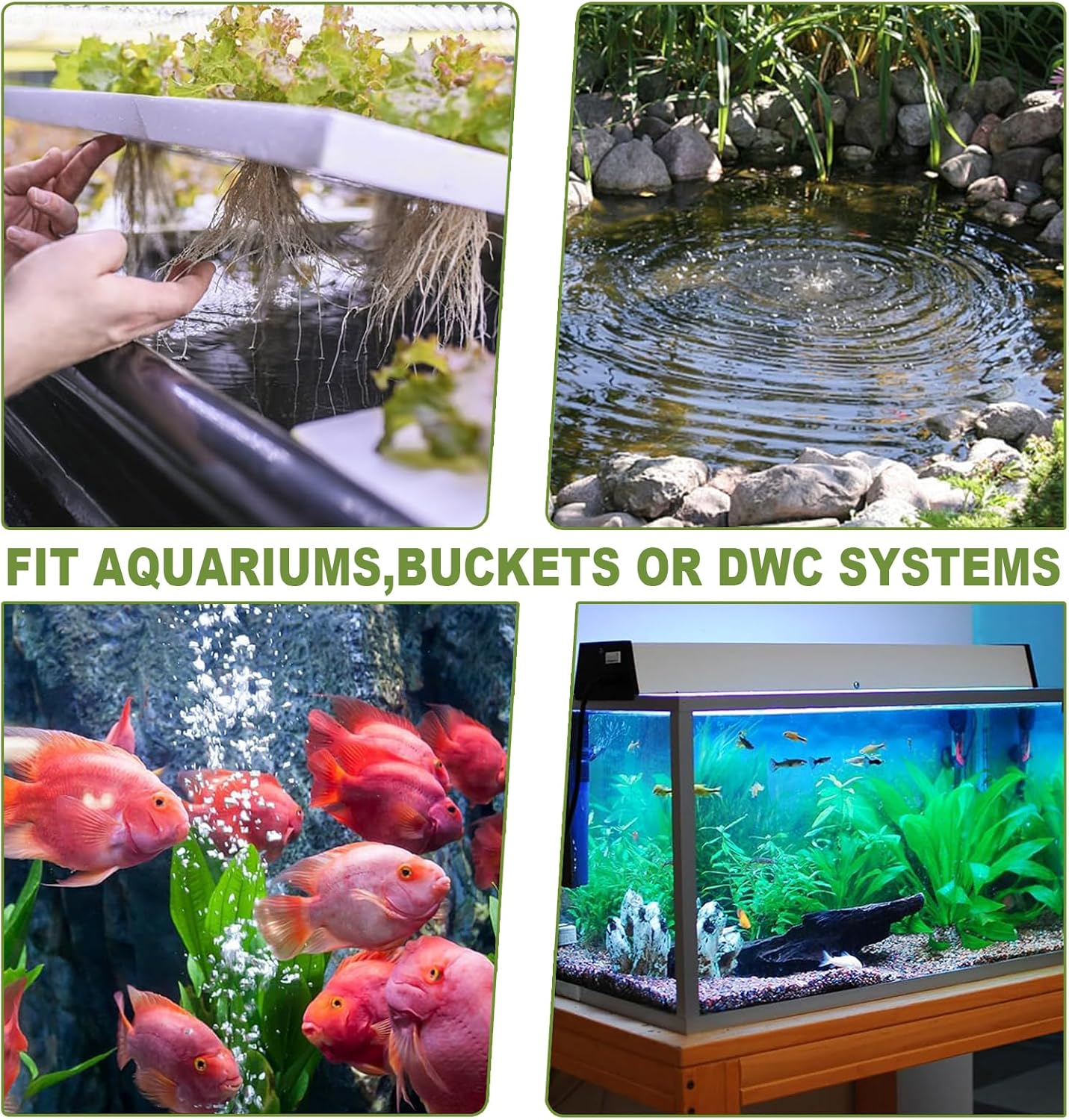 Fish Tank Air Pump Dual Outlet 4W Aquarium Electric Air Pump, 6L/Min Quiet Adjustable Oxgen Pump, Aquarium Air Bubbler with All Accessories for up to 40-650L Fish Tank image number 2