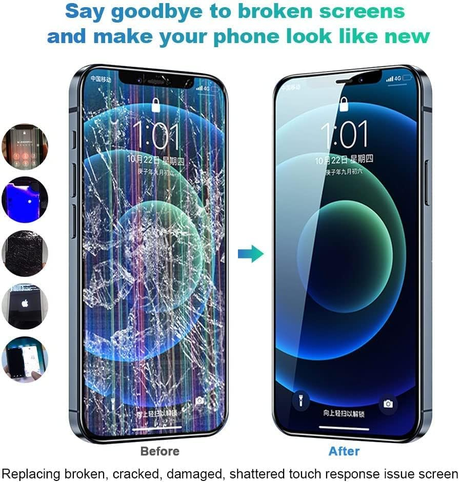 Efaith for Iphone 12/12 Pro Screen Replacement LCD Full HD Touch Display Digitizer Frame Assembly with Repair Tool,Adhesive Tempered Glass for Model A2403,A2172,A2402,A2404 (For Iphone 12/12 Pro) - For Iphone X-Lcd image number 4