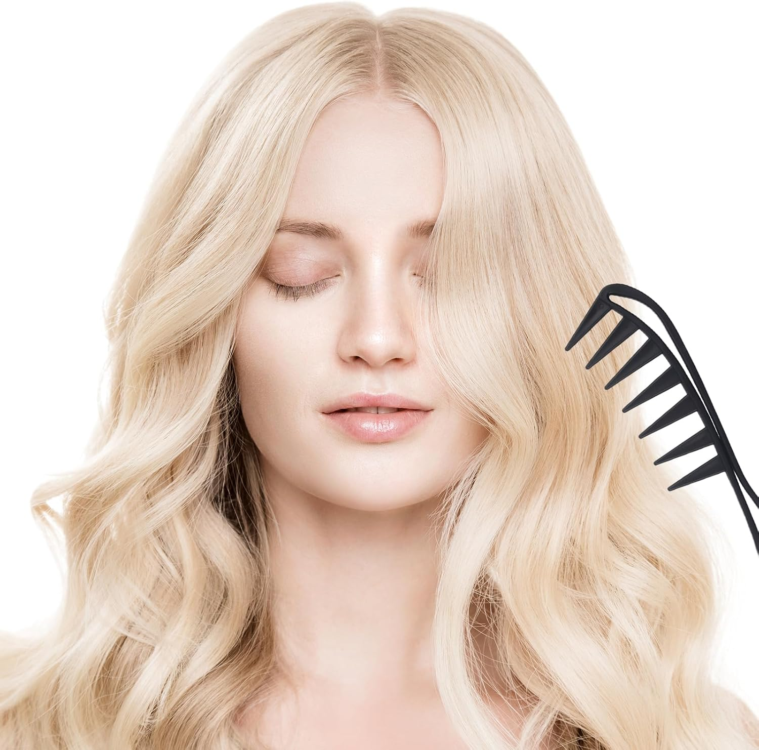 4 Pieces Wide Tooth Comb for Curls, Large Curl Comb for Knotted, Wavy, Thick, Thin Hair, Large Tooth Comb for Women and Men, Extra Wide Curl Comb for Brushing Curls, Black