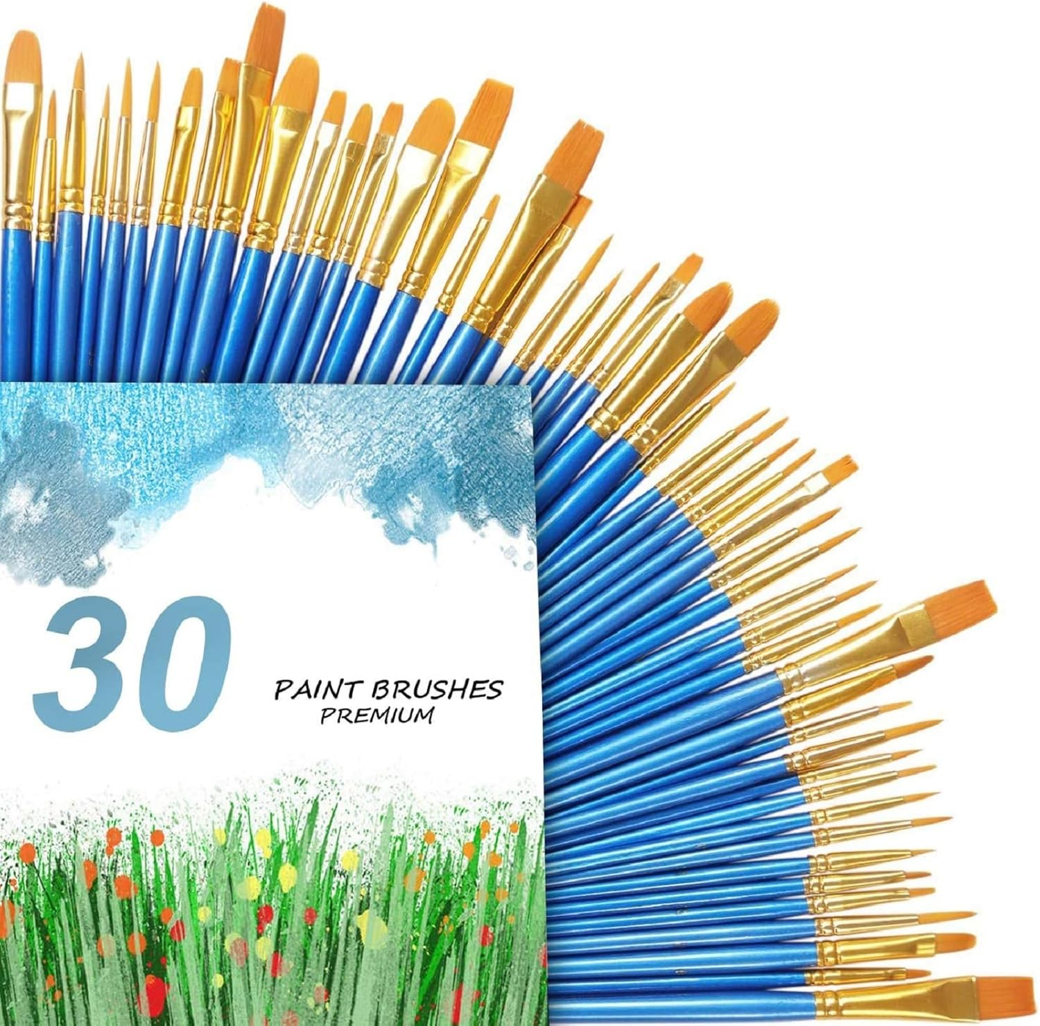 3 Pack Paint Brush Set, 30 Pcs Nylon Hair Brushes for Acrylic Oil Watercolor Painting Artist Professional Painting Kits image number 4