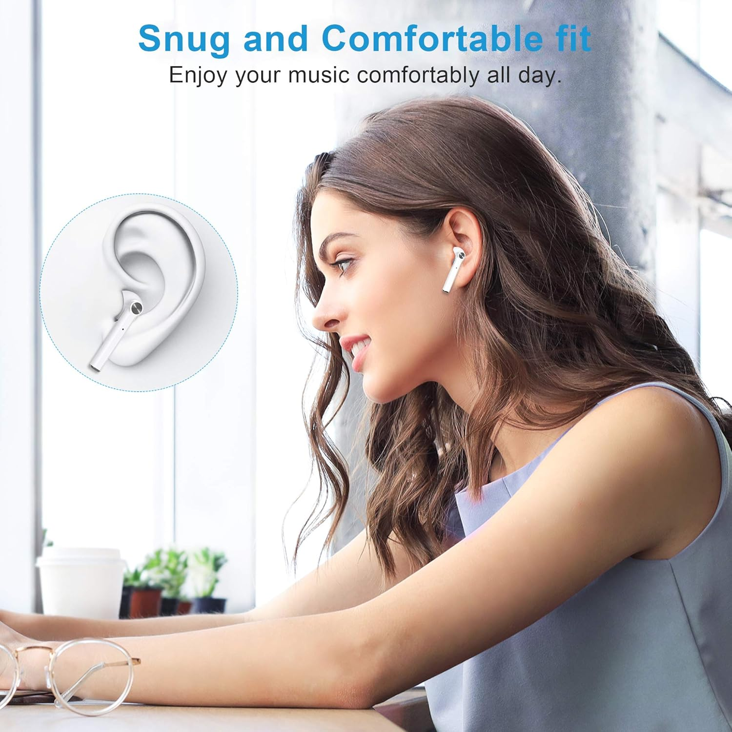 KIANO Lenovo HT30 Bluetooth Headphones, Wireless Stereo In-Ear Headphones with Touch Control, Built-In Microphone, Compact Charging Box, Dark Green image number 6