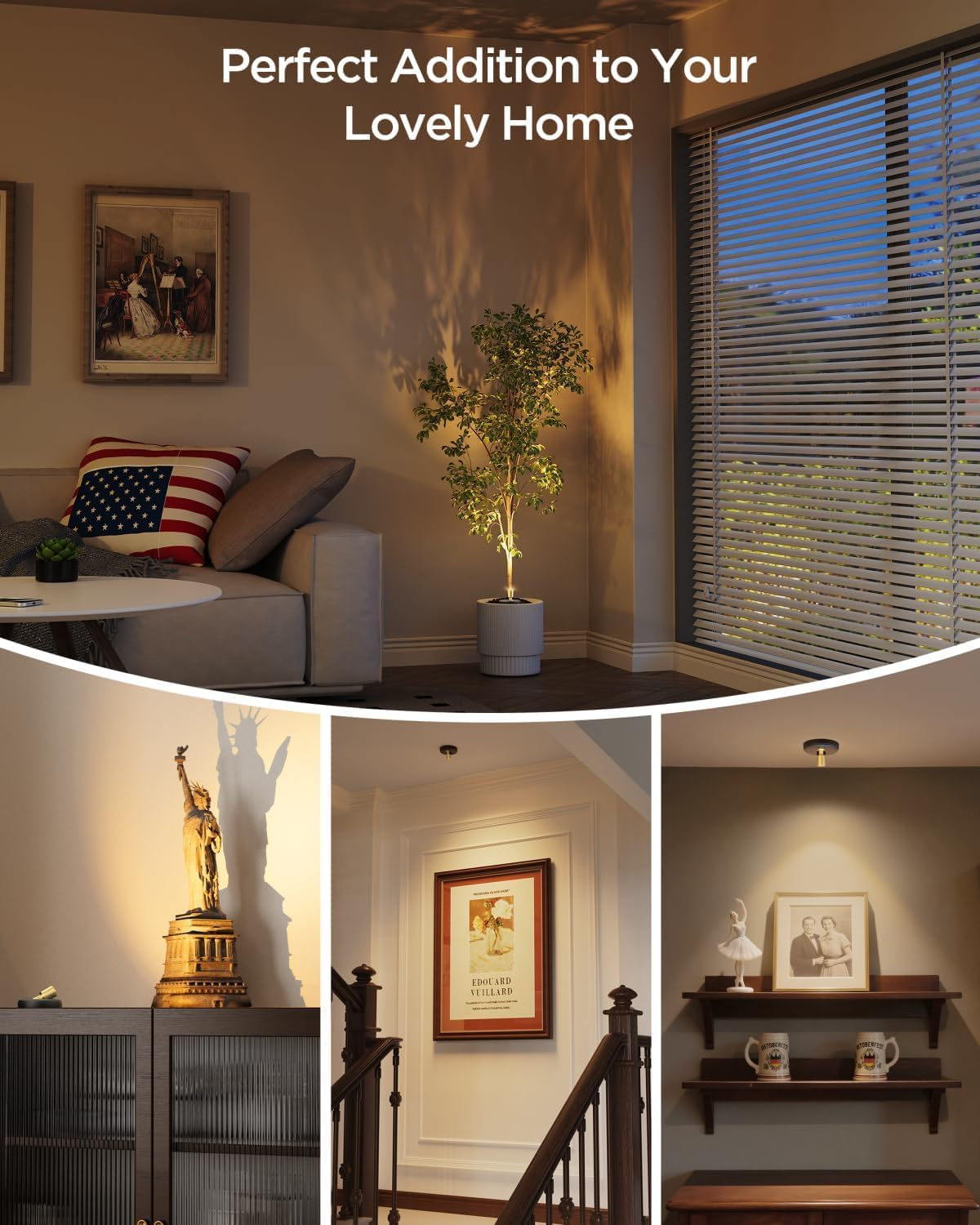 Rechargeable Magnetic Spotlight 2 Pack - Wireless Battery Powered LED Spot Lights for Pictures, Artwork, Plants, Closet Lighting - Adjustable Dimmable Uplight Indoor, Gold image number 2