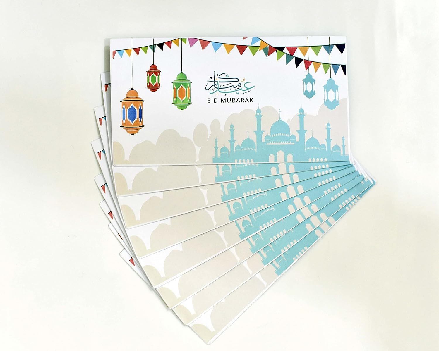 Confetti! Pack of 10 Eid Mubarak Ramadan Money Envelopes for Gifting - Happy Eid Laser Cut Envelopes (Lantern Print) image number 1