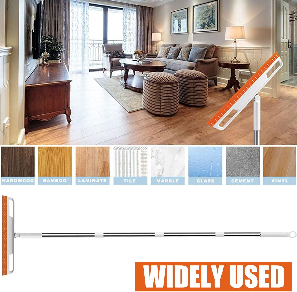 Floor Squeegee 56In Household Broom with 4 Removable Poles 180-Degree Adjustable Knuckle Joint Floor Wiper for Shower Bathroom Kitchen Water Foam image number 4