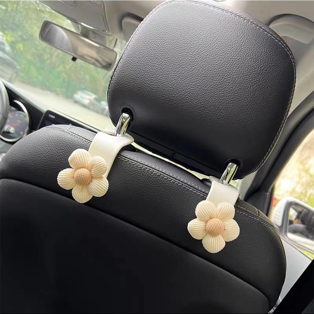 Flower Car Seat Headrest Hook Hanger, 1Pc Flower Portable Car Seat Back Hanger Car Seat Headrest Hook,Car Back Seat Headrest Hook,Vehicle Backseat Storage Organizer Hanger,Brown (1) image number 1