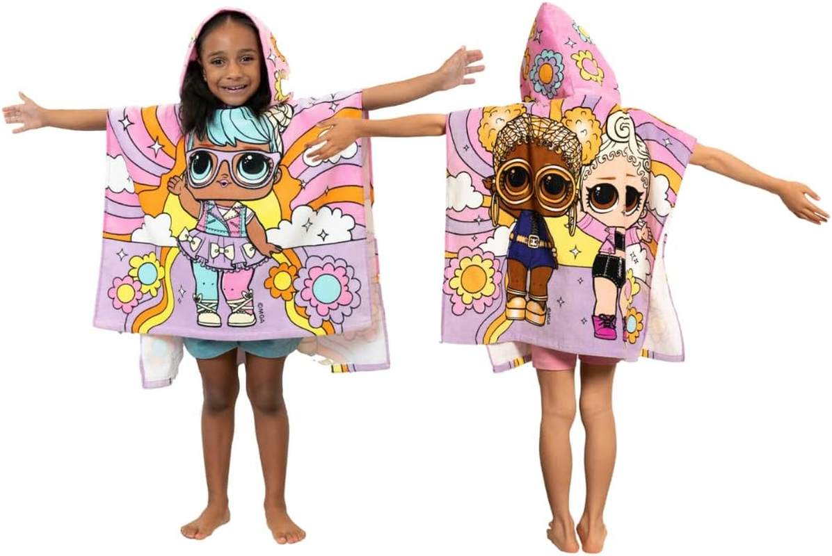 Franco Hello Kitty Kids Beach/Pool/Bath/Camping Hooded Towel Poncho 24" X 22", Absorbent Cotton Cover Up, (Official Licensed Sanrio Product)