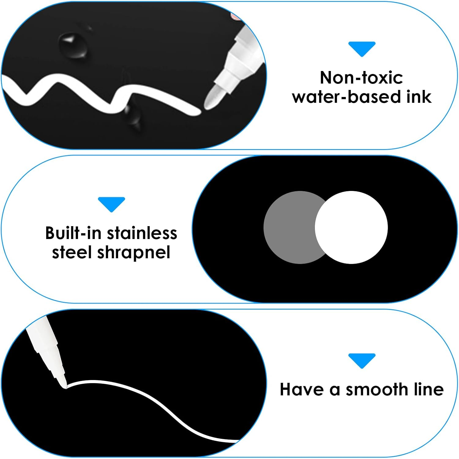 12 Pcs White Permanent Marker Pen, Acrylic Gel Painting Pen for Glass Stone Rock Ceramic Wood Tire Fabric Metal Carton Mobile Phone Case, Water Based Waterproof Quick-Drying Strong-Coverage Highlight image number 4