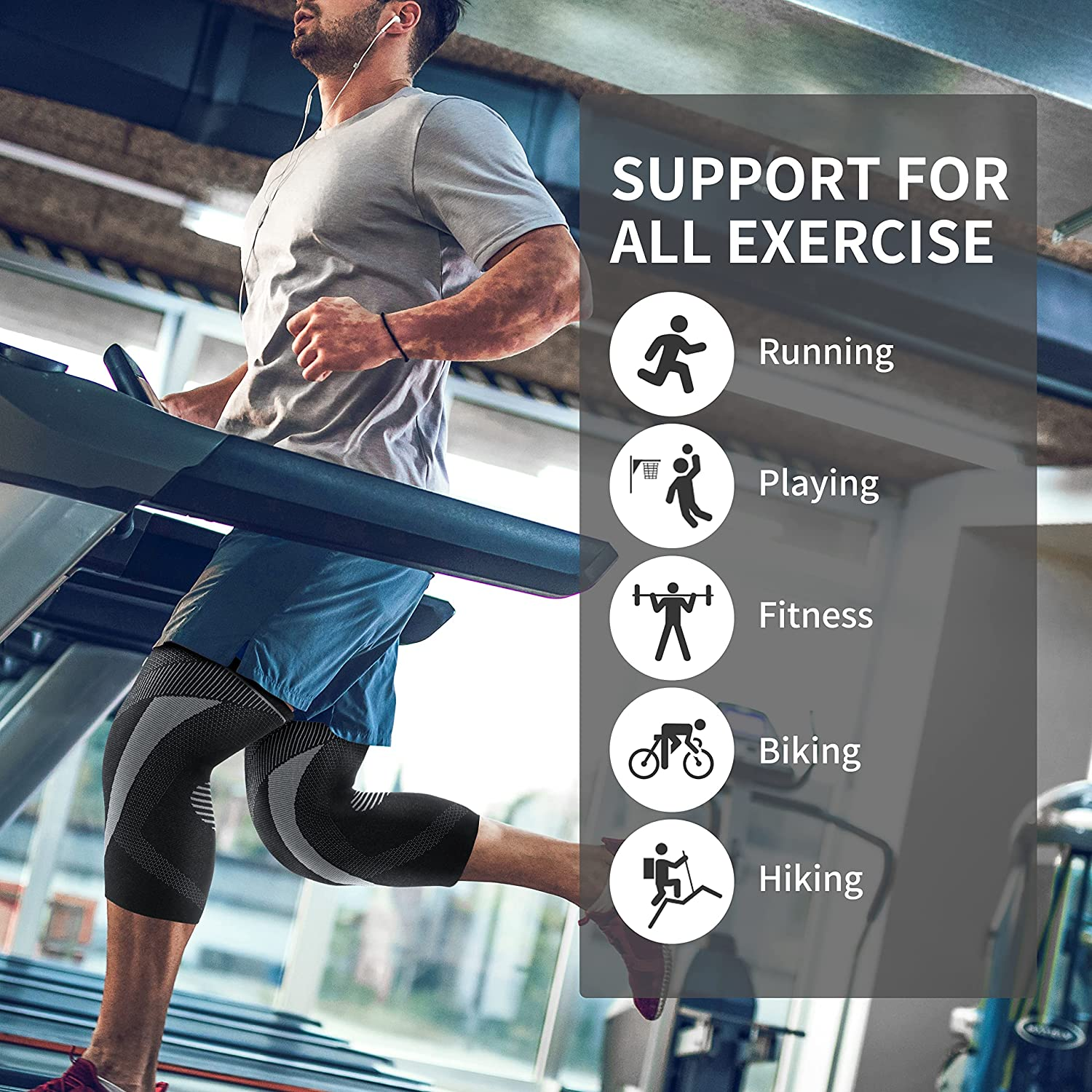 PROIRON Knee Brace, 2 Pack Knee Compression Sleeve Knee Support V-Shape (Pressurized Leg) for Meniscus Tear, Running, Weightlifting, Workout, ACL, Arthritis, Joint Pain Relief - XL image number 1