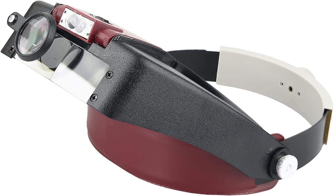 Meichoon Headband Magnifying Glasses with 2 LED Lights Head Lamp Loupe,1.5X 3X 6.5X 8X Eyewear Magnifierfor Repairs Reading Jewelry Making image number 6