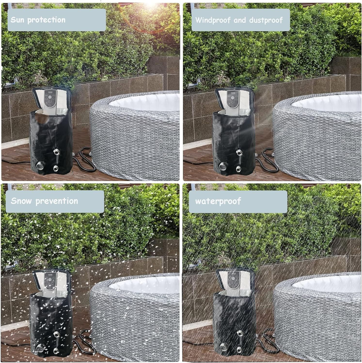 XCZ Inflatable Hot Tub Pump Cover, Fits Three Connecting Tubs (Black, Cover Only) image number 3