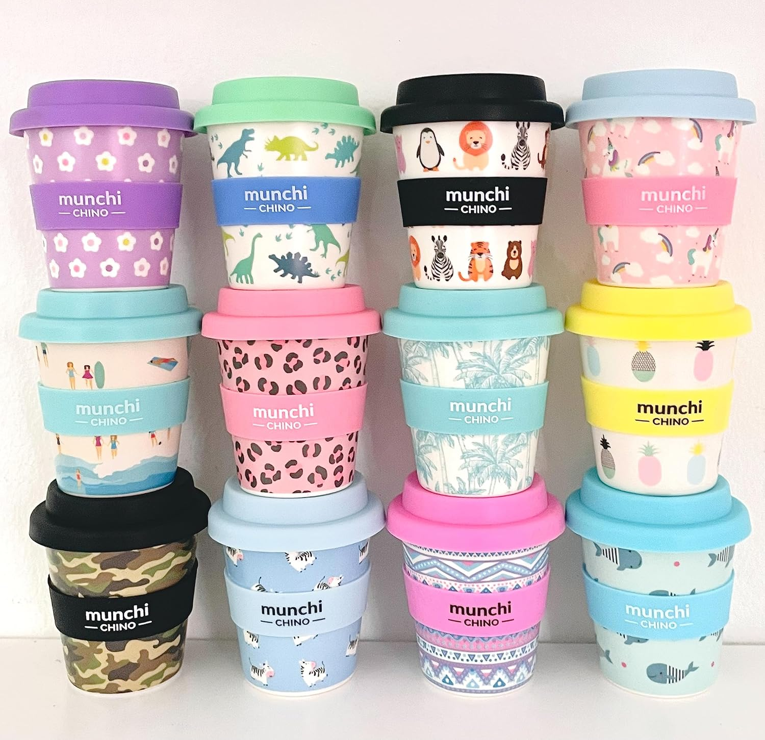 Munchi Babycino Cup for Kids - Dinosaur Design, Reusable Bamboo Based Cup Includes Silicon Straw, 120Ml Capacity (4Oz) image number 5