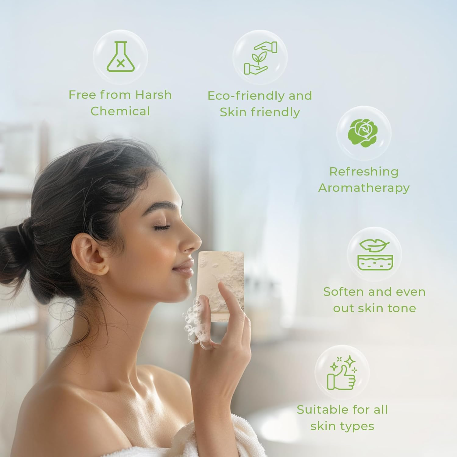 Lass Naturals Goat Milk with Shea Butter Soap Handmade Bathing Bar for Sensitive and Dry Skin, 125 G Skin Care image number 3