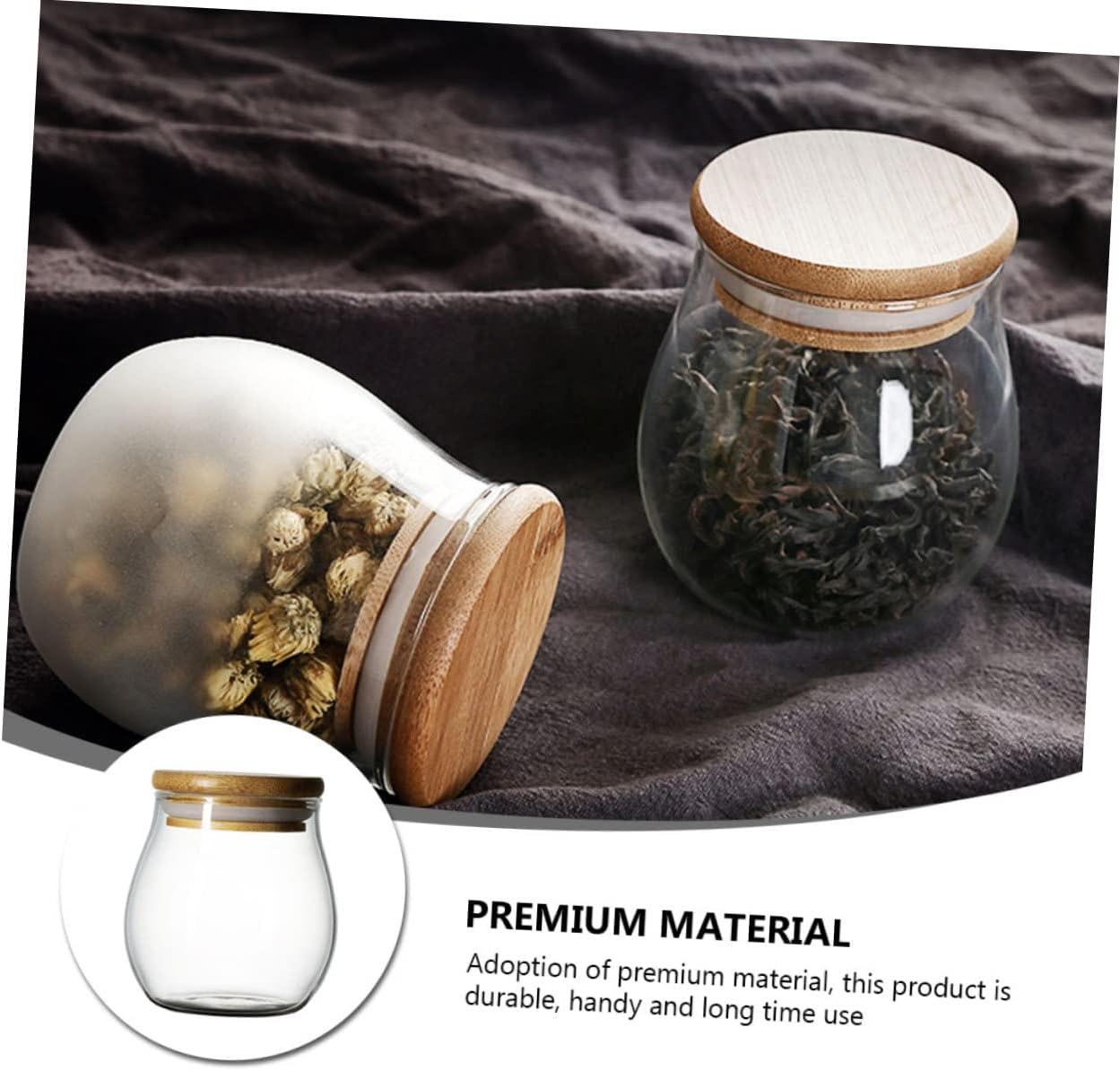 RORPOIR Tea Canister Tea Storage Jar Glass Food Storage Container for Home Office Kitchen Travel Use image number 3