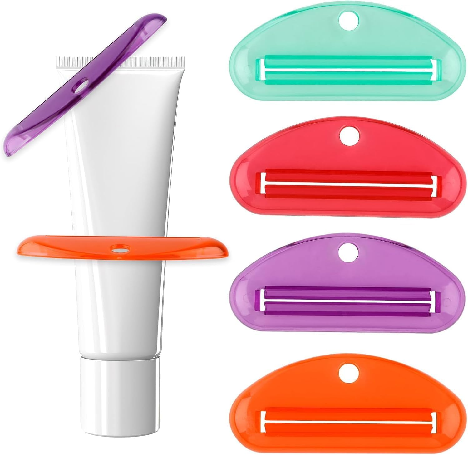 Plastic Toothpaste Tube Squeezer Roller, 4Pcs Plastic Tooth Paste Tube Squeezer Dispenser, Toothpaste Tube Squeezer Dispenser Roller for Bathroom, Color 3