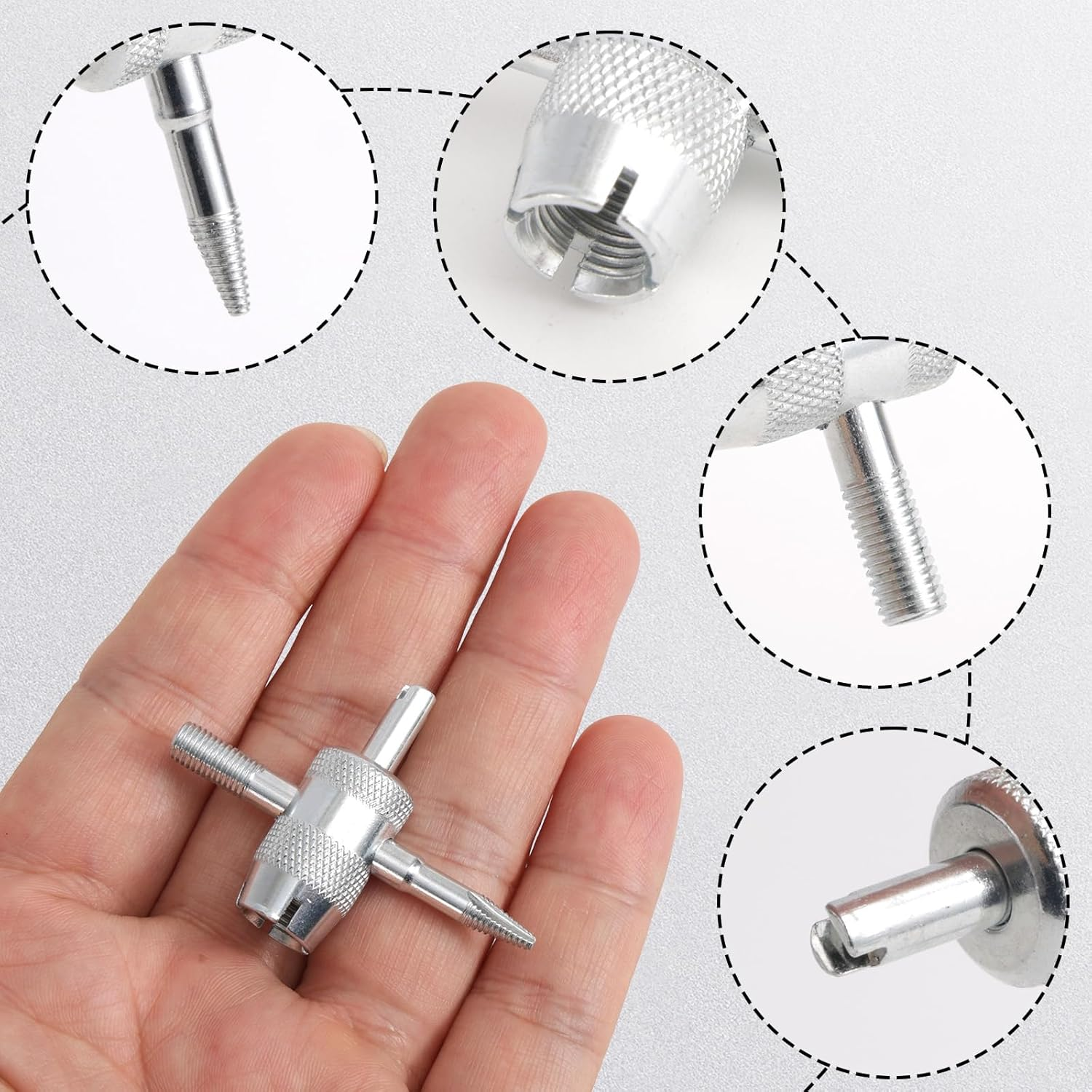 6Pcs Tire Valve Stem Core Remover Tool, 4-In-1 Multifunctional Tire Valve Core Repair Tool Remover for Bicycle Bike Automobile Car image number 2