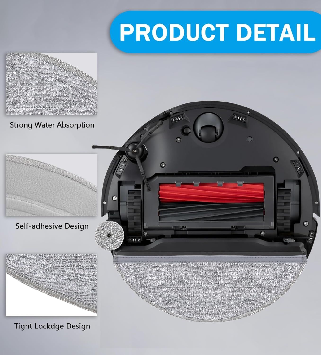 YBVABE Mop Pads Replacement for Roborock S8 Maxv Ultra/ S8 Max Untra Vacuum【Not for S8 Pro Ultra】 16Pack Microfiber Mops Accessories with 8 Dual Oscillating Mop Cloths, 8 Edge Mop Pads