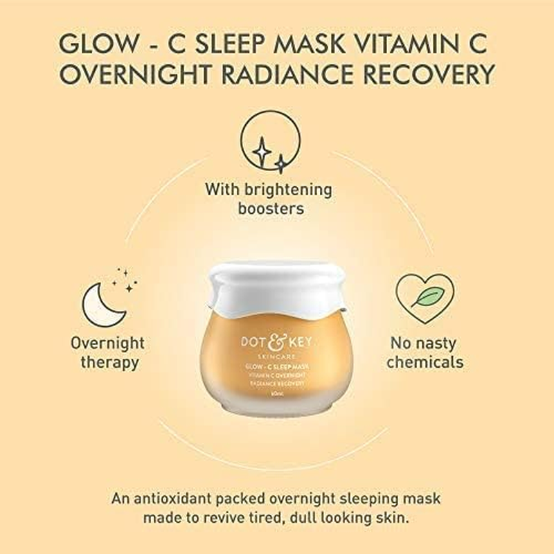 Dot & Key Glow - C Sleep Mask, Vitamin C Overnight Radiance Mask, Night Gel 60Ml, with Vitamin C and Hyaluronic Acid, Paraben Free image number 4