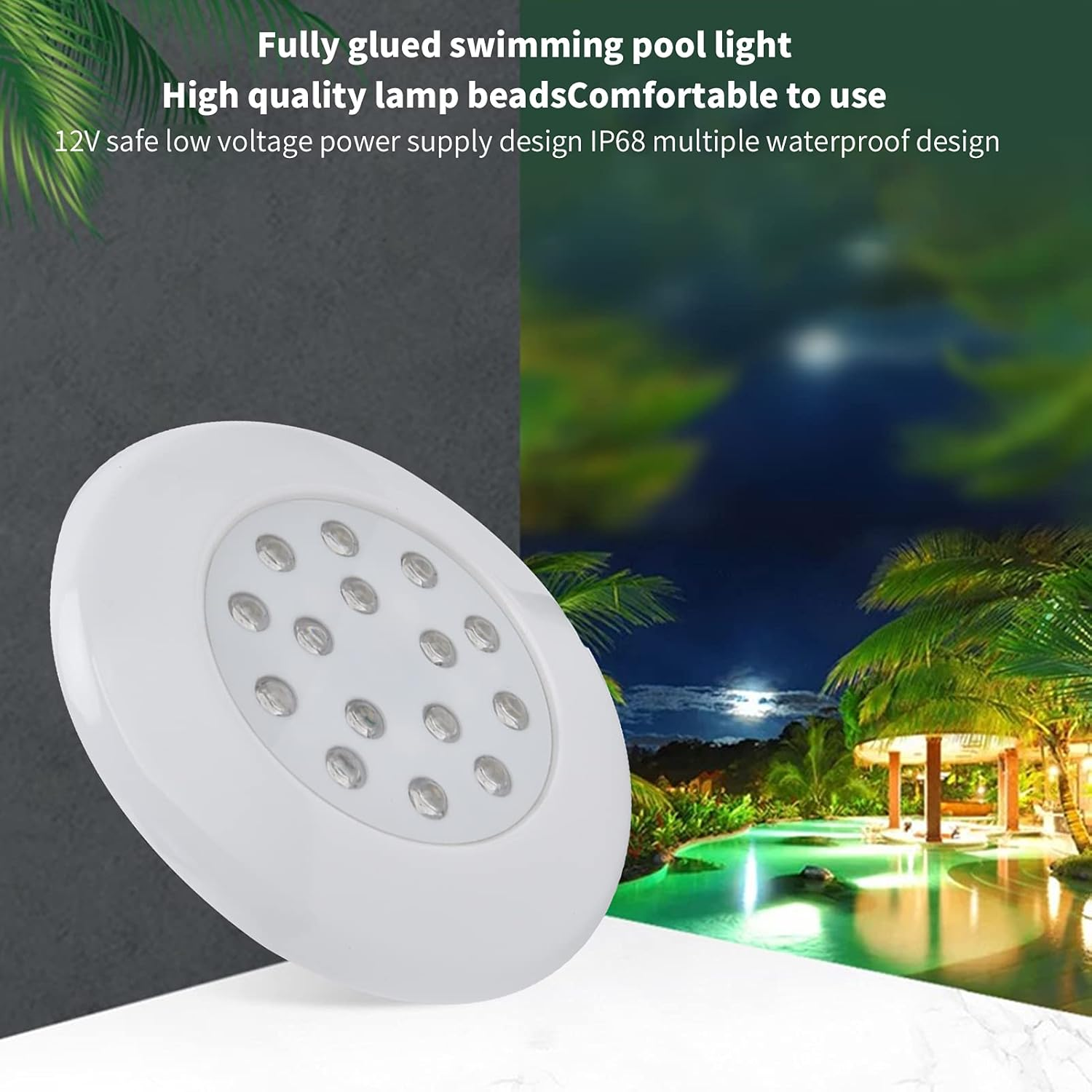 MENDUNER Underwater Pond Lights, Underwater Lights for Fountains, 7 W LED Pool Light, IP68 RGB Full Adhesive, Colourful Adjustable Landscape Lamp for Pond Fountains image number 2