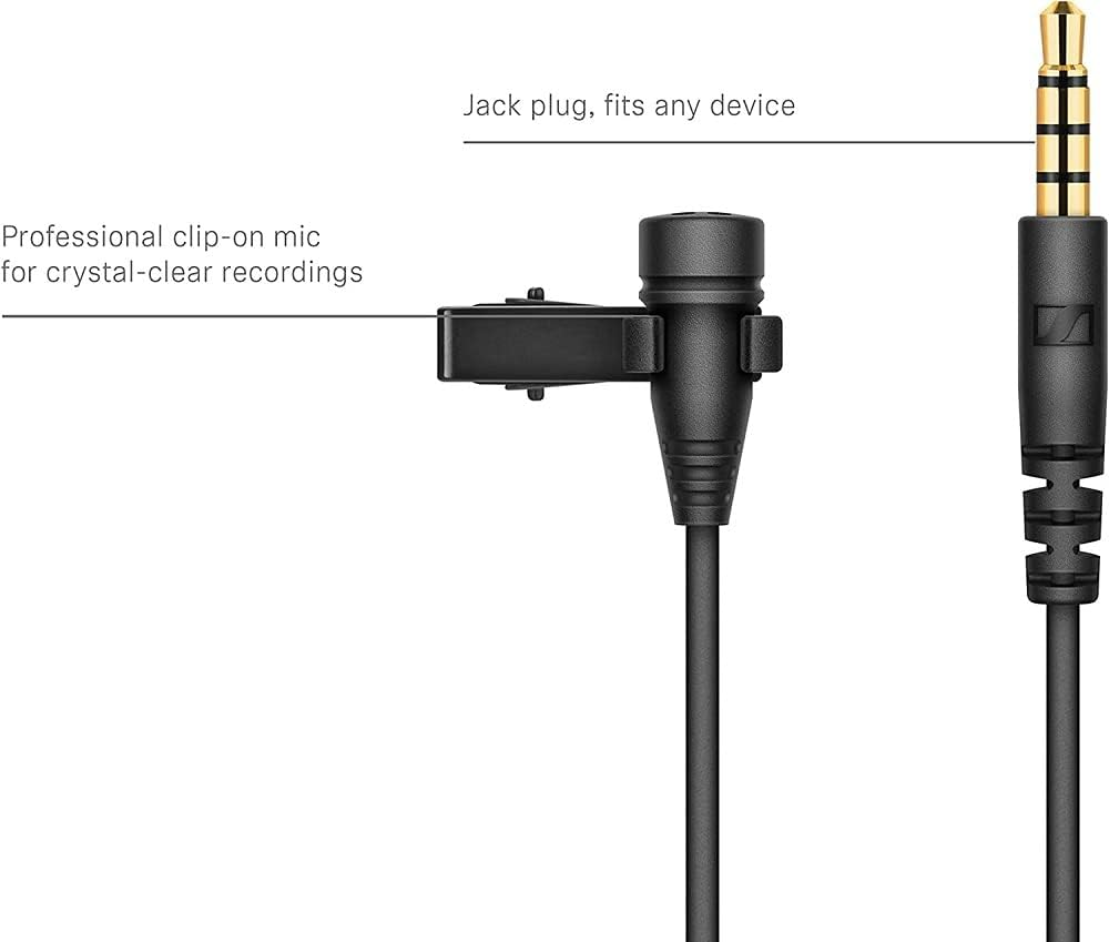 Sennheiser XS Lav, Omnidirectional Clip-On Lavalier Microphone with 3.5Mm TRRS Connector for Mobile & Pcs, 509260, Black image number 2