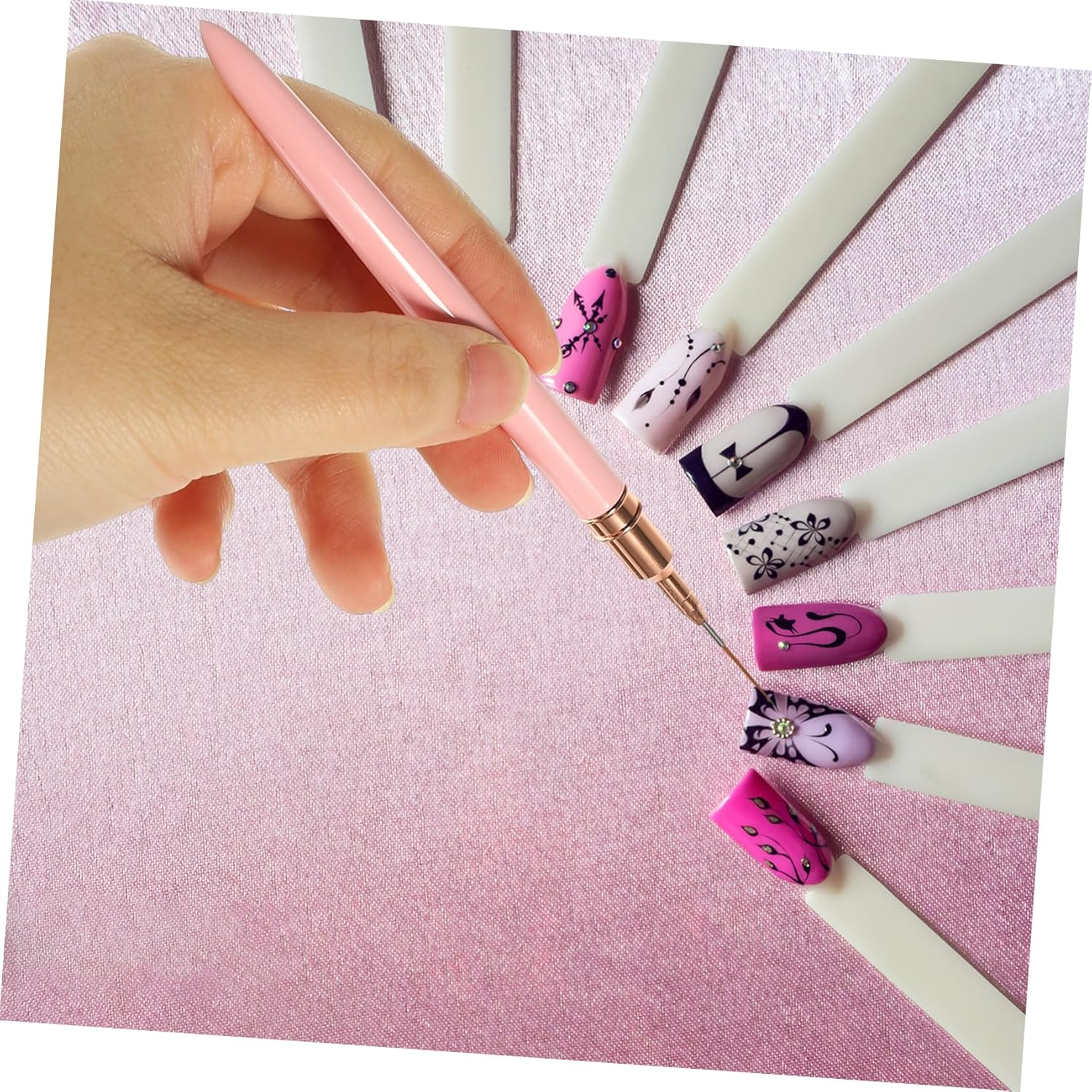 AUTSUPPL 5Pcs Nail Art Brushes Professional Nail Design Pens for Home Salon Flower Painting Tools image number 1