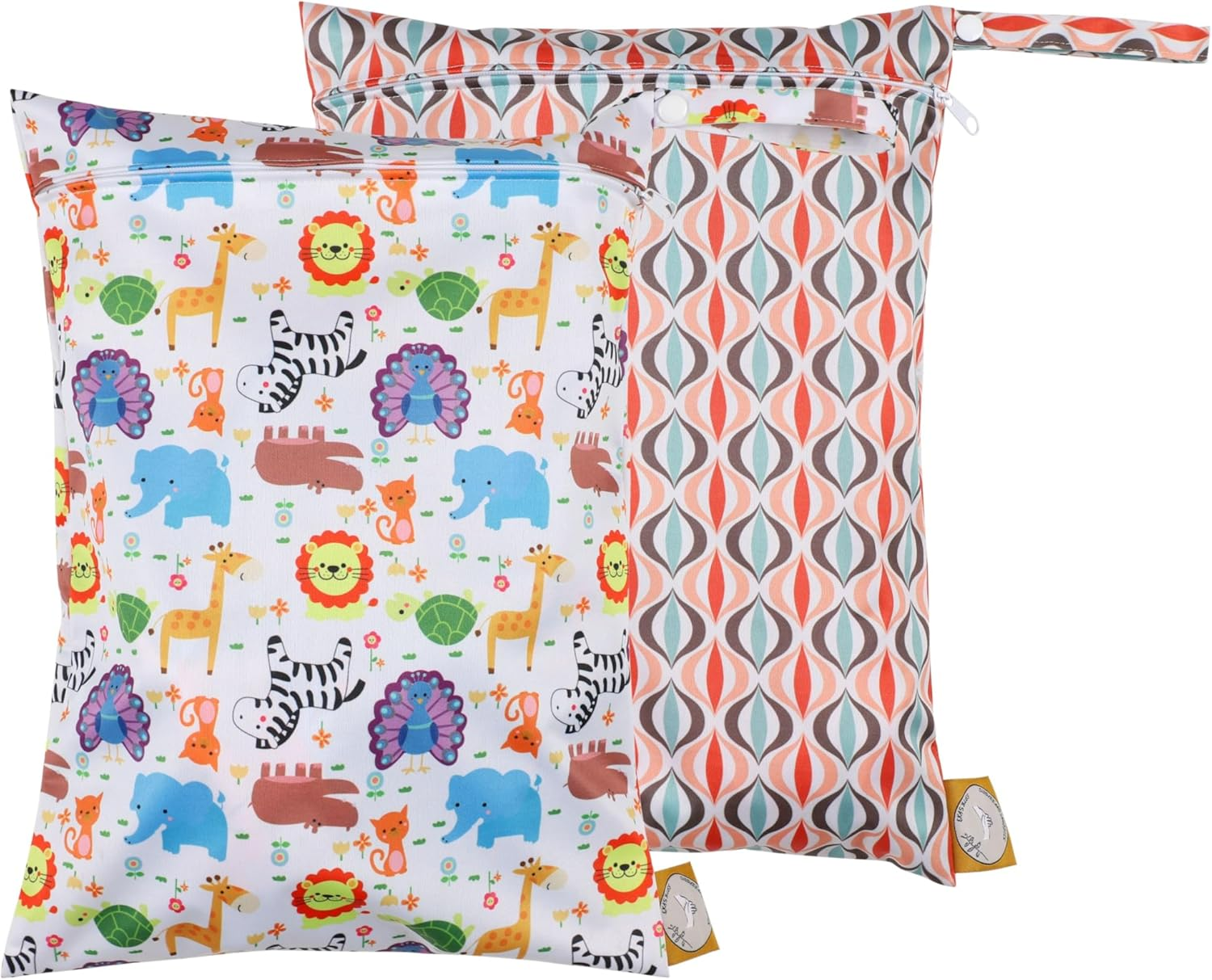 2 Pack Large Premium Waterproof Diaper Cloth Wet Bag Reusable Diaper Bag for Travel Toiletries Gym Swimsuits Baby Items Beach Breastmilk Pump Parts Daycare Waterproof Pouch with Snap Handles 30X40 Cm