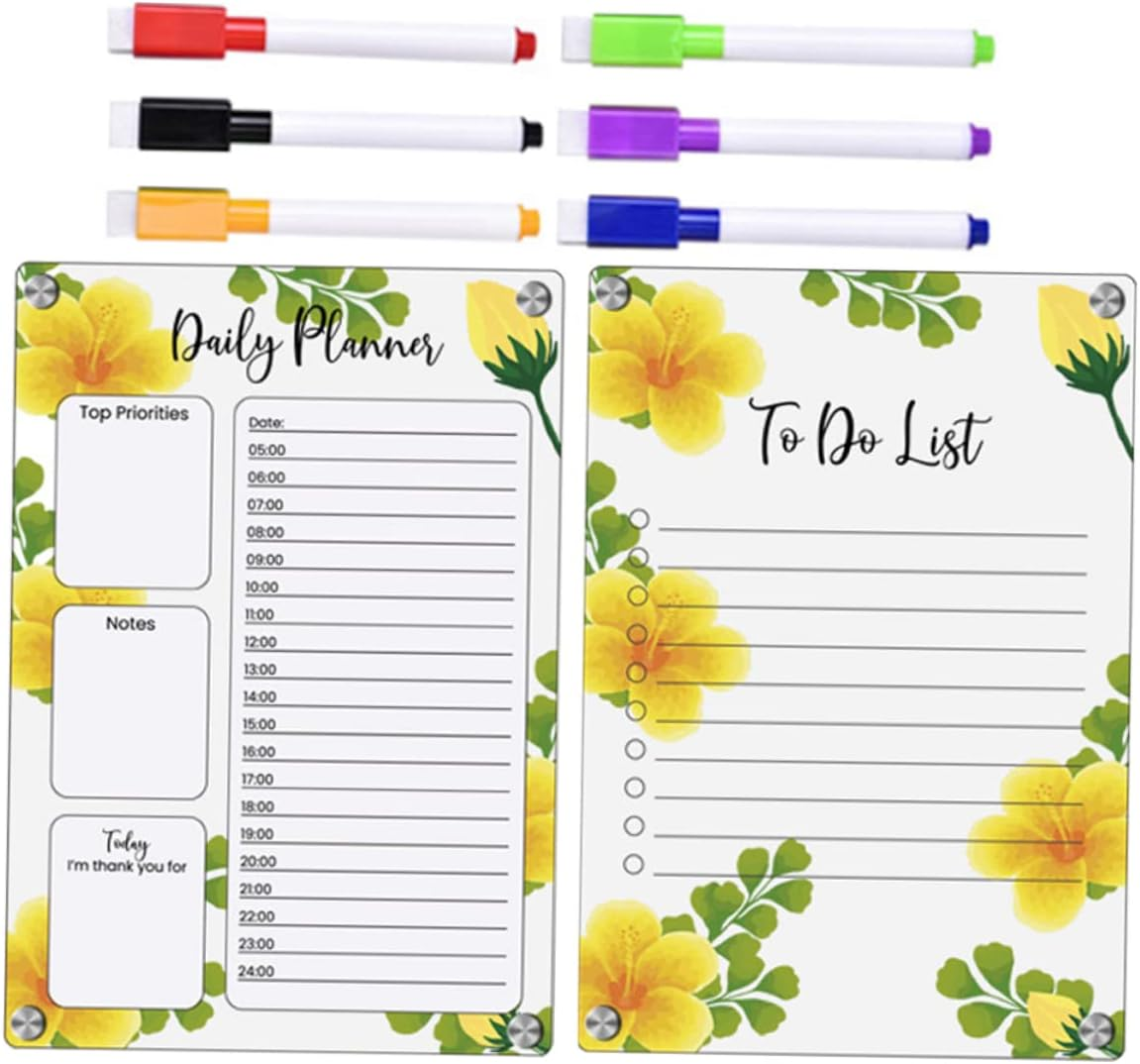 NAMOARLY Flower Magnetic Board for Fridge Acrylic Weekly Planner List Planning Board Magnetic Calendar Office image number 3