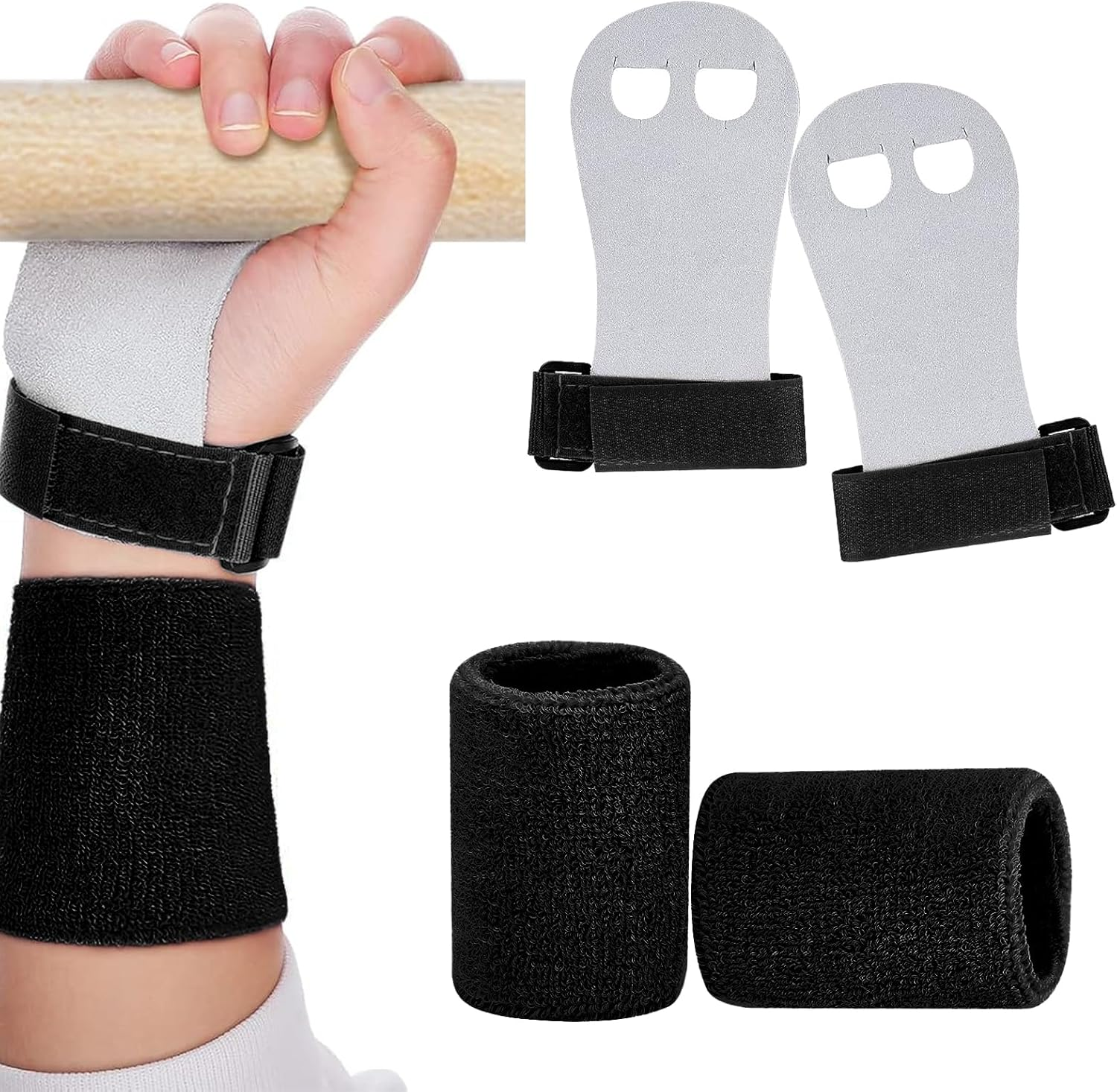 2PCS Gymnastics Hand Grips Gloves Wristbands, Gymnastic Hand Grips Gymnastic Bar Palm Protection and Wrist Support Sports Accessories for Boys Girls Youth Kids Workout and Exercise