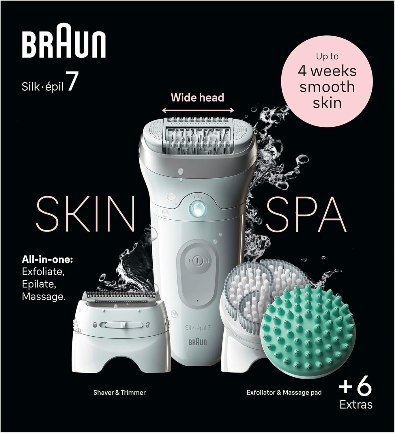 Braun 7-081 Silk-&Eacute;pil 7 Skinspa Epilator for Wet and Dry, Lasting Smooth Skin, Silver image number 6