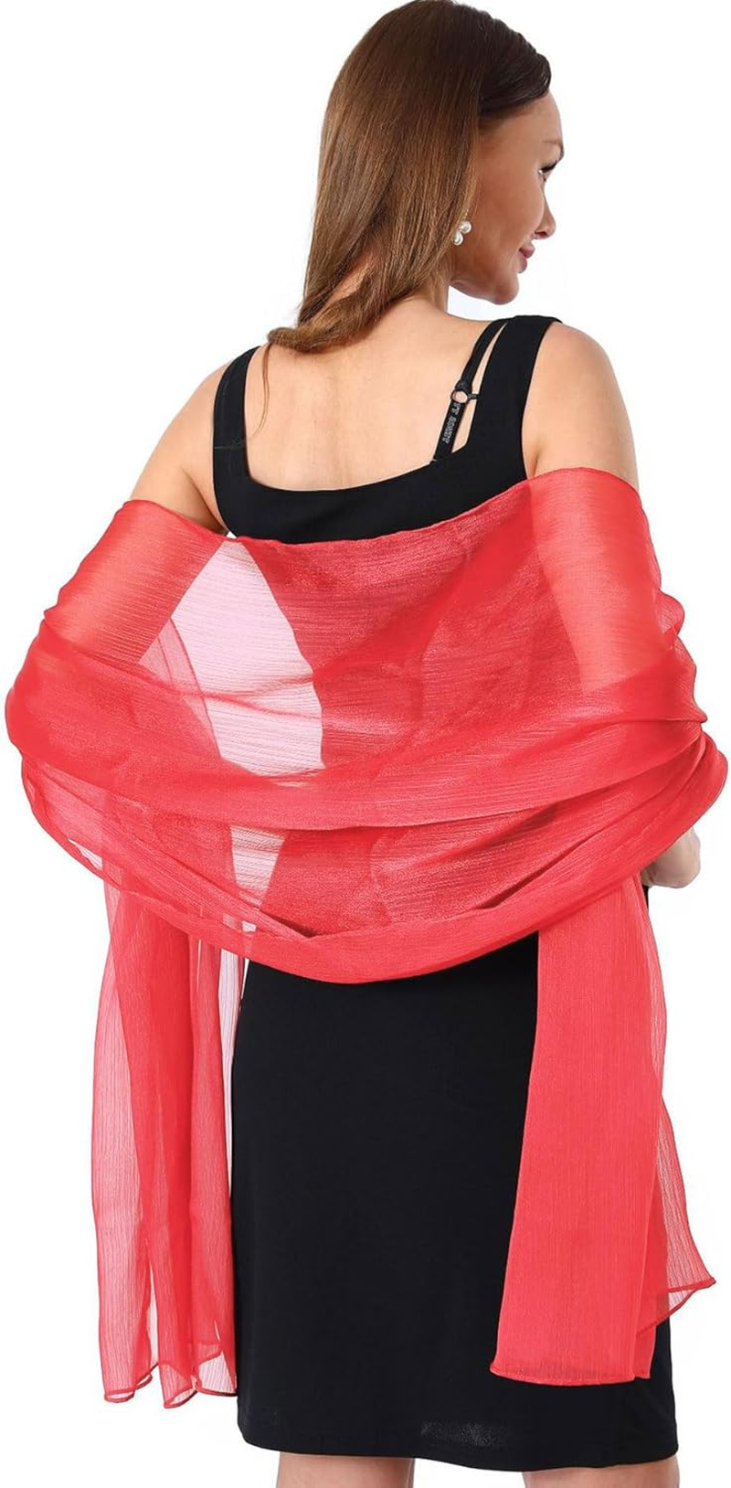 Chiffon Crepe Shawl for Women, Elegant Sheer Shawls and Wraps for Formal Evening, Soft Wedding Brides Scarf image number 3