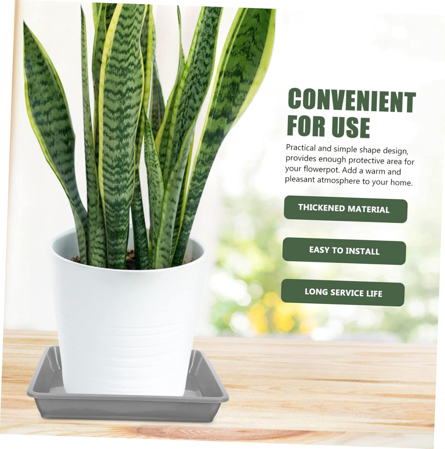 FUNOMOCYA 10Pcs Plastic Flowerpot Trays and Plant Pot Water Trays for Balcony Gardening, Square Thickened Flower Pot Bases 15Cm Grey, Drip Catcher Garden Supplies image number 5