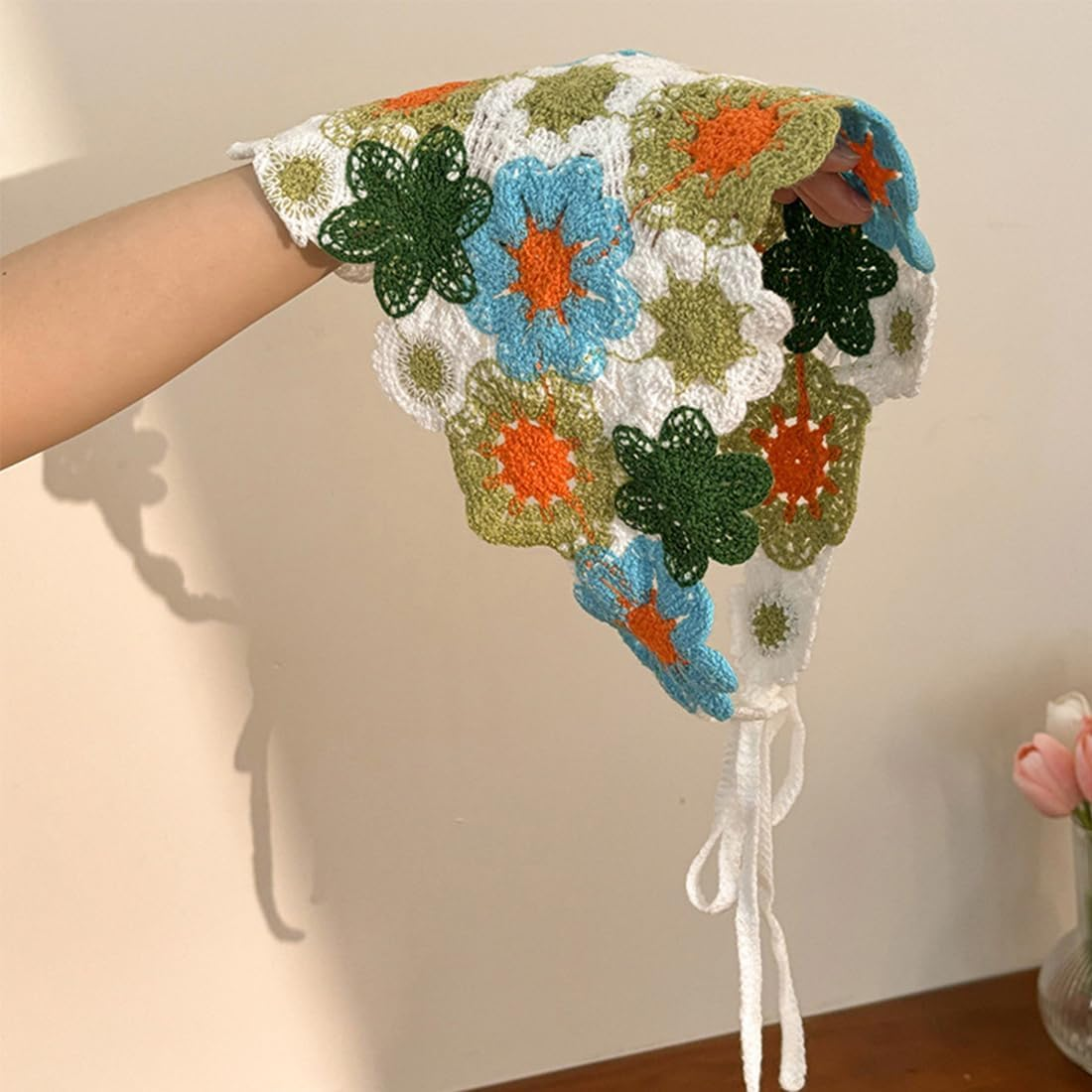 2 Pack Women Boho Headband, Triangle Turban Headband Hair Band, Elastic Hair Turban, Vintage Headband, Triangle Hairband, Handmade Hair Accessories for Girls and Women image number 3