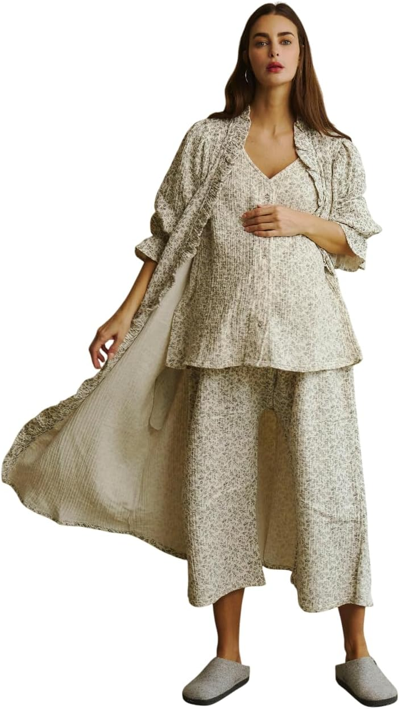 NOTHING FITS but Muslin Gauze Nursing Set, Postpartum Nursing Pajamas Set, Soft Pjs Sleepwear Maternity Loungewear