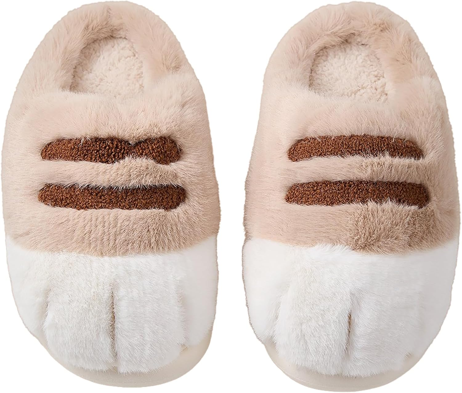 Plush Cat Paw Slippers，Non-Slip Soles, Cozy and Cute Slippers