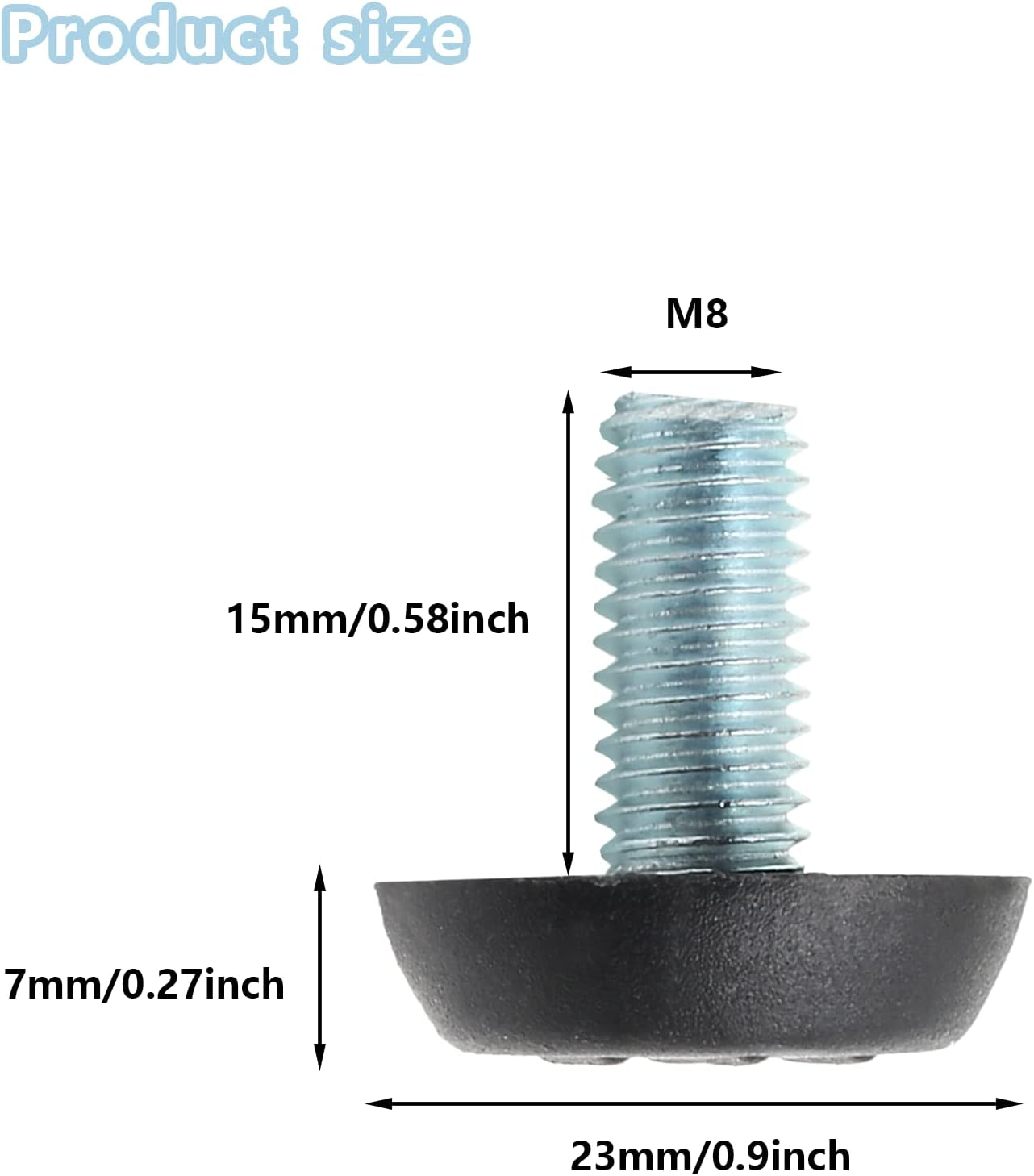 Auvotuis 20 Pcs M8 Adjustable Furniture Levelers Screw on Furniture Glide Leveling Foot Screw in Threaded for Chair, Table, Furniture Legs (M8 X 15Mm) image number 5
